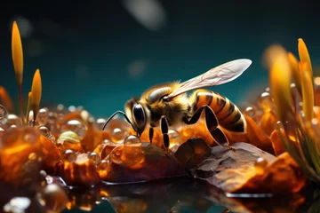 Tuinposter bee on a flower © Kanchana