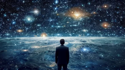 Poster 宇宙の光を見るビジネスマンの後ろ姿「AI生成画像」 © kai