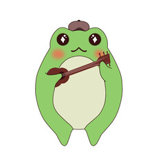 Illustration of Frog playing the guitar without background 