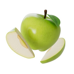 3D Stylized Sliced Green Apple