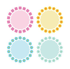 This is a set of colorful border frame illustrations made by surrounding a flower shape in a circle.