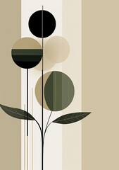 a modern abstract design is shown with a green leaf, in the style of playful animation, geometric shapes and patterns