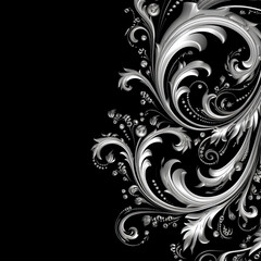 Fototapeta premium Black elaborate filigree corner borders on white Background, AI Generated