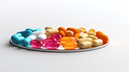 A Colorful Assortment of Medication on a White Background