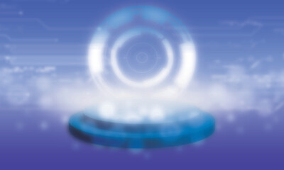 podium stage showcase white blue element technology digital network futuristic background presentation display product promo advertisement marketing empty studiogame floor cylinder shape award room