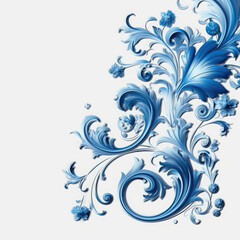 Blue elaborate filigree corner borders on white Background, AI Generated