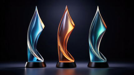 Crystal trophy plaque for awarding ceremony