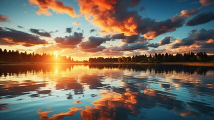 sunset over the lake