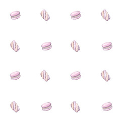 Seamless pattern with watercolor macarons