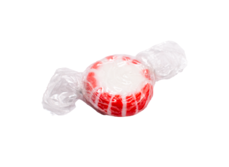 Peppermint candy wrapped in plastic on a transparent background 