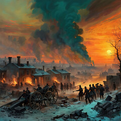 American Civil War battle - Created with Generative AI Technology - obrazy, fototapety, plakaty