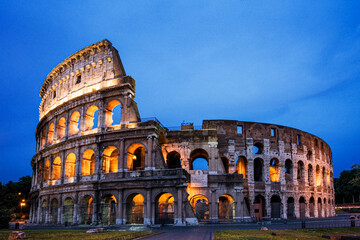 World famous Colosseum in Rome, Italy, Europe with copy space