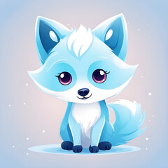 Small cute cartoon smiling fox
