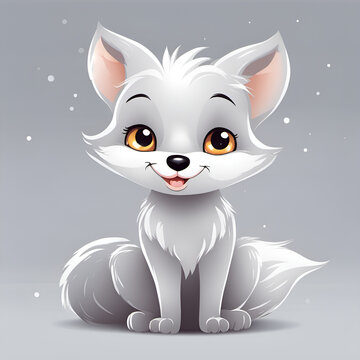 Small cute cartoon smiling fox
