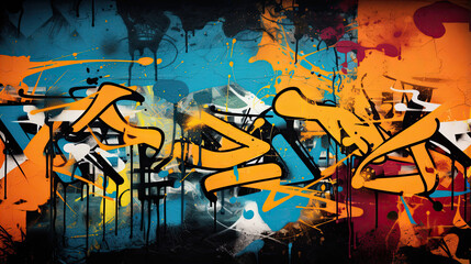 Abstract wall scribbles background. Street art graffiti texture with tags, drawings, inscriptions and spray paint stains