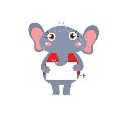 Obraz premium vector cute elephant with white paper cartoon vector icon illustration