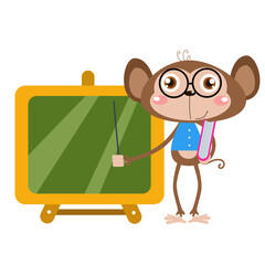 vector cute monkey teaching cartoon vector icon illustration