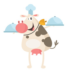 vector cute cow chef cartoon vector icon illustration