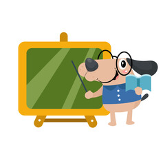 vector cute dog teaching cartoon vector icon illustration