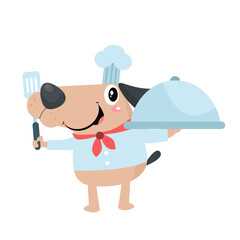 vector cute dog chef cartoon vector icon illustration
