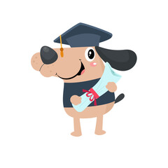 vector cute dog graduation cartoon vector icon illustration