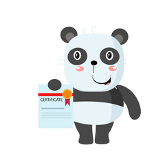 Obraz na płótnie Canvas Vector cute panda achievement cartoon vector icon illustration