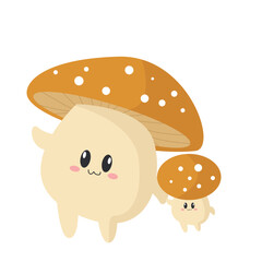 vector happy cute yellow mushroom cartoon vector icon illustration