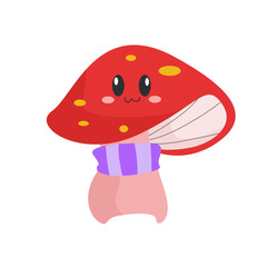 vector happy cute mushroom cartoon vector icon illustration