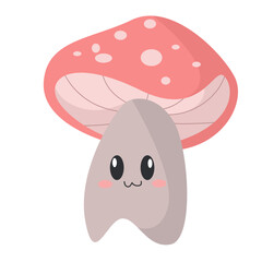 vector happy cute mushroom cartoon vector icon illustration