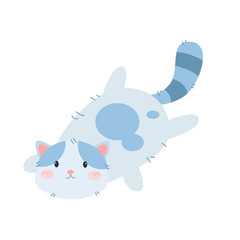 vector cute happy cat laying cartoon vector icon illustration