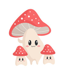vector happy cute red mushroom cartoon vector icon illustration