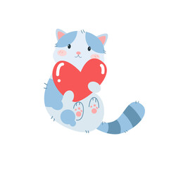 Vector cute fat cat sitting cartoon vector icon illustration