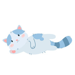 vector cute happy cat laying cartoon vector icon illustration