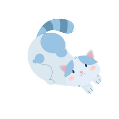 vector cute happy cat laying cartoon vector icon illustration