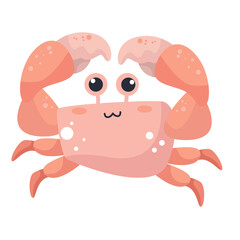 Vector cute pink crab cartoon vector icon illustration