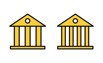 Bank icon set for web and mobile app. Bank sign and symbol, museum, university