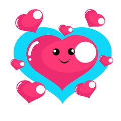 vector cute heart  cartoon icon illustration