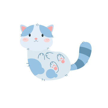 Vector cute fat cat laying cartoon vector icon illustration
