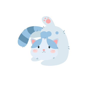 Vector cute fat cat sitting cartoon vector icon illustration