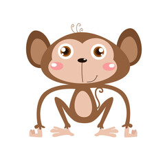 vector cute monkey  cartoon vector icon illustration