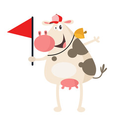 vector cute cow sports coach cartoon vector icon illustration 