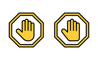 Stop icon set for web and mobile app. stop road sign. hand stop sign and symbol. Do not enter stop red sign with hand