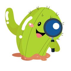 vector cute cactus detective character illustration