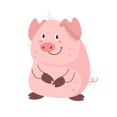 Obraz na płótnie Canvas vector cute pig standing cartoon vector icon illustration