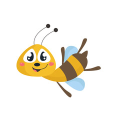 vector cute bee flying cartoon vector icon illustration