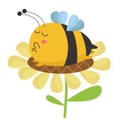 vector cute bee sitting on flower