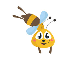 vector cute bee flying cartoon vector icon illustration