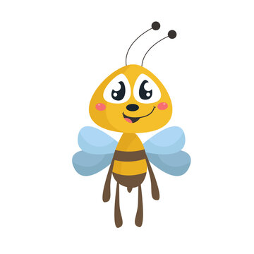 vector cute bee flying cartoon vector icon illustration