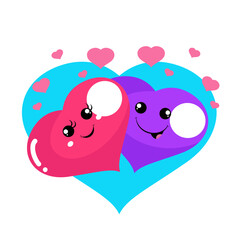 vector cute heart couple cartoon icon illustration