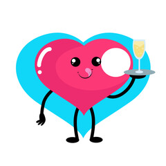 vector cute heart waiters drink cartoon icon illustration